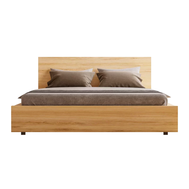 Bed with wood frame